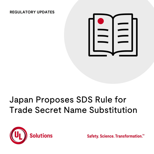 ulDanOShea's tweet image. Japan seeks public input on SDS rule allowing substitute chemical names to protect trade secrets while ensuring hazard transparency. New system to take effect on April 1, 2026. Read more about this update: s.ul.com/47JlZTD #weareULSolutions #Chemicals