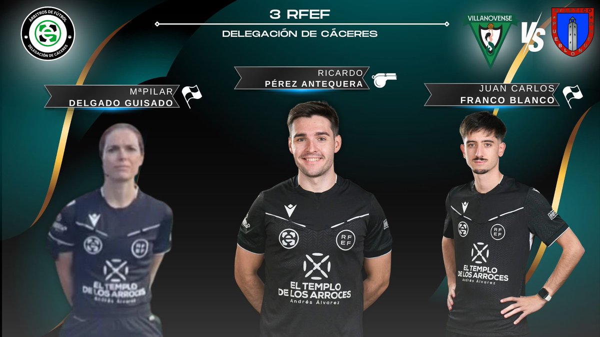 FutbolArbitros's tweet photo. 📢| Designaciones nacionales de este fin de semana.

#3RFEF 

👨‍⚖️ Ricardo Pérez Antequera 

#JuvenilNacional 

👨‍⚖️ Jorge Espada Torrijos 

#3RFEF FEMENINO

👨‍⚖️ Alejandro Mateo Holgado
👨‍⚖️ Raúl Donoso Mangas

🍀 Mucha suerte al equipo arbitral https://t.co/rZvdL6UphJ