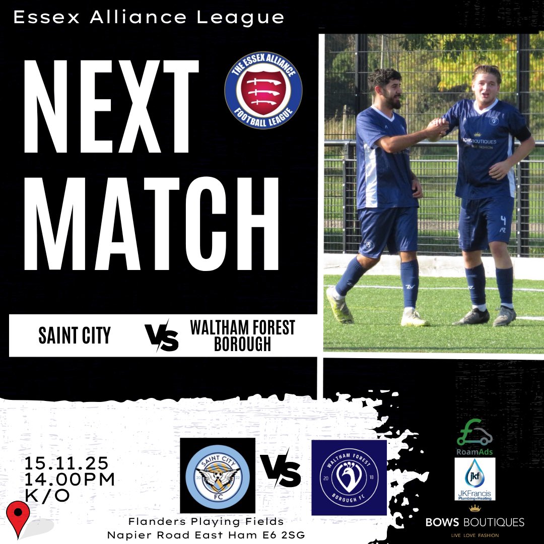 Saturday we are back to <a href="/EssexAllianceFL/">Essex Alliance FL</a> fixture as we travel to play <a href="/SaintCityFc23/">Saint City FC</a> in a 2nd v 3rd encounter great game expected. UTP 🦚
<a href="/Robertl75784399/">RL 🧤🧤GK Coach East London</a> <a href="/ped1980/">Peter Dudley</a> <a href="/NL_Bible/">Non League Bible</a> <a href="/NonLeagueHQ1/">NonLeagueHQ</a> <a href="/NonLeagueCrowd/">Non League Crowds</a> <a href="/NonLeagueGuys/">The Non League Promoters</a> <a href="/NonLeagueMaps/">Non League Maps</a> <a href="/NL_Matters/">NonLeagueMatters</a> <a href="/NonLeagueFeed/">NonLeague Feed</a>