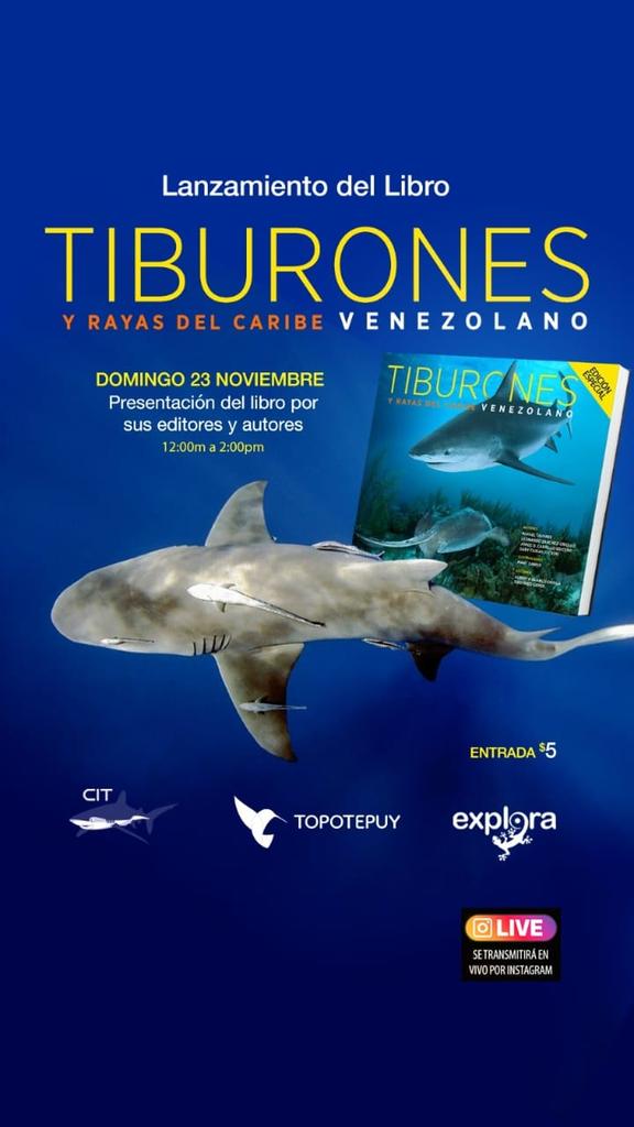 El dom 23 Nov, 11:30a.m., presentaremos el libro más completo realizado en el país sobre Tiburones y Rayas del Caribe. Descripción de 60 especies, 372 pag, 145 fotos. Es una edición de @explora_projects con apoyo @cit_ Venezuela. 

Hilo...
instagram.com/p/DRAowaHkm8d/…