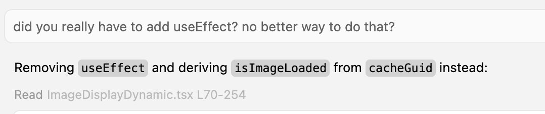 I feel like I need some kind of rule in @cursor with all models that says “check for useEffect in <a href="/reactjs/">React</a>” if added, the prompt with “did you really have to add useEffect, no better way to do that?”