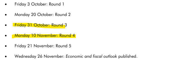 IMHO, the "better forecasts" spin doesn't stand up.

The final pre-measures forecast (round 3) would *already* have included any good news on the economy, interest rates etc.

The reports that Reeves had submitted a plan 
to raise income tax appeared *later*, after round 4... 🤔