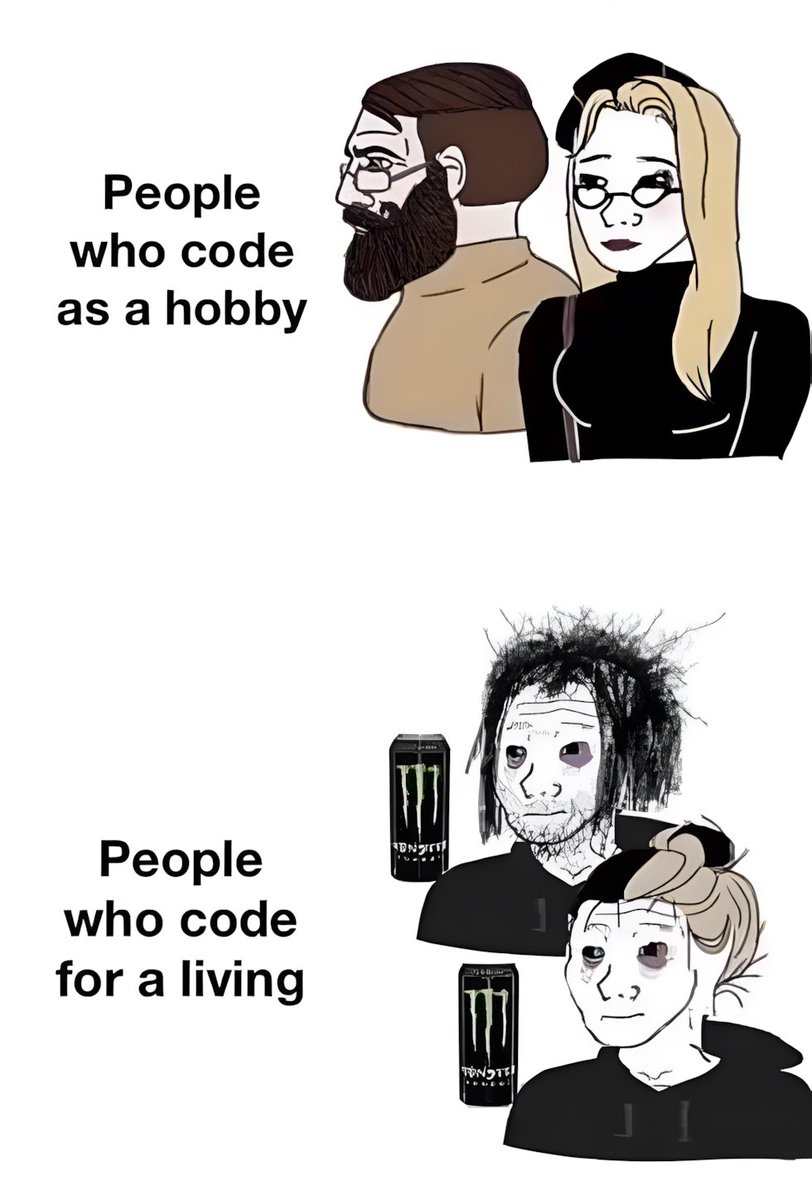 _devJNS's tweet image. coding as a hobby vs coding for a living..