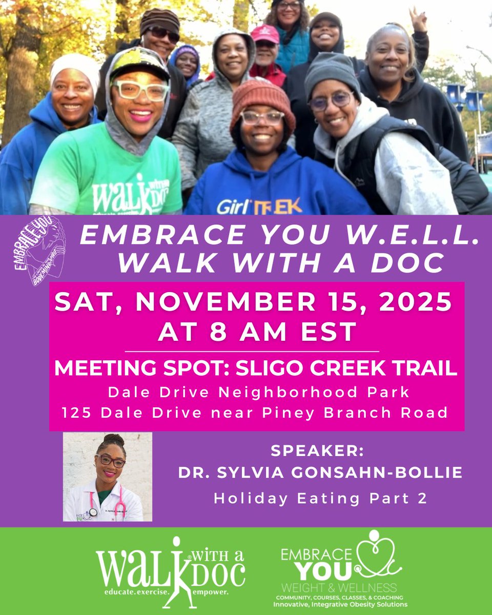 Let’s walk tomorrow, Friday,  11/15 at 8 AM. Join us for an Embrace You W.E.L.L. <a href="/walkwithadoc/">Walk with a Doc</a> as we start the day with movement. 

Come as you are and bring a friend if you’d like! We’ll be sharing easy holiday eating strategies along the way. See you in the morning!