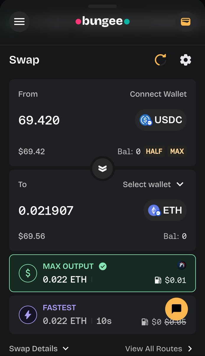 Whenever I choose to buy the dip, I choose <a href="/BungeeExchange/">Bungee</a> powered by <a href="/SOCKETProtocol/">SOCKET (mainnet arc)</a>.

Fast, best output, and multiple chains to choose from. Both swaps, bridges and bridge+swapping 🔥
