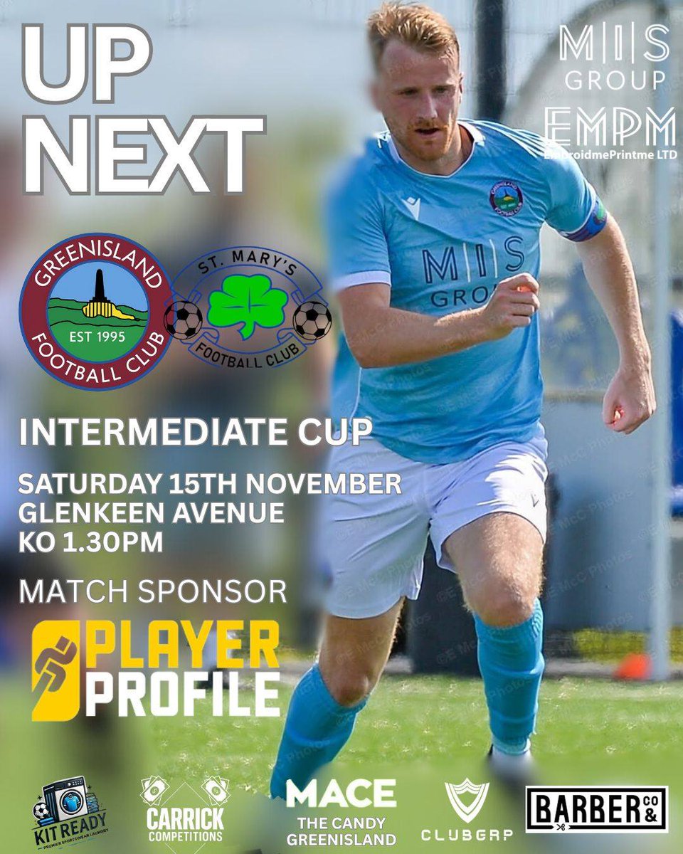 Playerprofileio's tweet image. @Playerprofileio are delighted to be named as match sponsor for the @GreenislandFC v St Mary&apos;s game tomorrow.

We wish Greenisland FC the best of luck in the game

#PlayerProfile #fyp #sponsorship #collaboration #Partnership