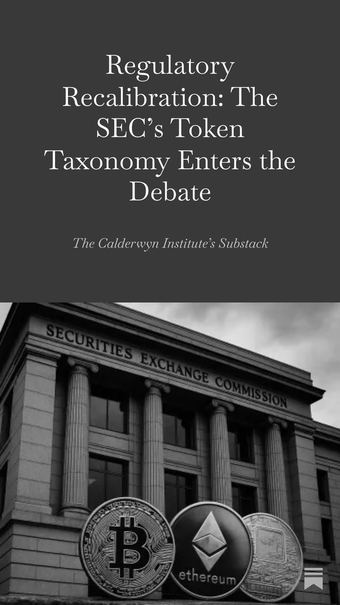 CalderwynInst's tweet image. The SEC is preparing a token taxonomy built on Howey but with clear limits.
Not everything in crypto will be treated as a security forever. A real shift is happening.
Full Calderwyn note → open.substack.com/pub/thecalderw…