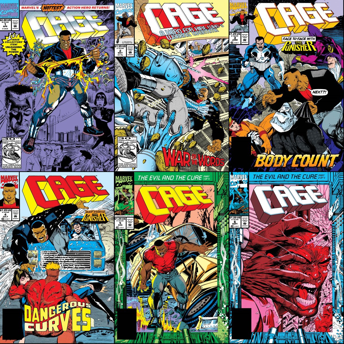 Cage #1-6 cover dated April-September 1992.