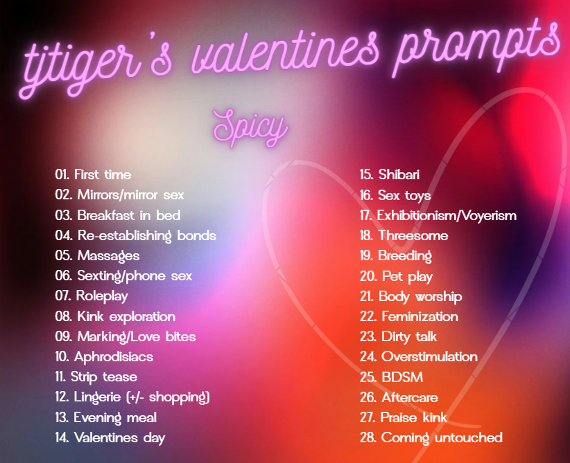 tjtigertwt's tweet photo. TJTIGER'S VALENTINES CHALLENGE. 

You can be sweet or spicy! Or be both!😉

all forms of art are welcome! NO AI.

AO3 collection: tjtigers_valentines_2026 and please tag me!! i want to see your wonderful creations!

rules/faq below! https://t.co/uCqcR8oqiO
