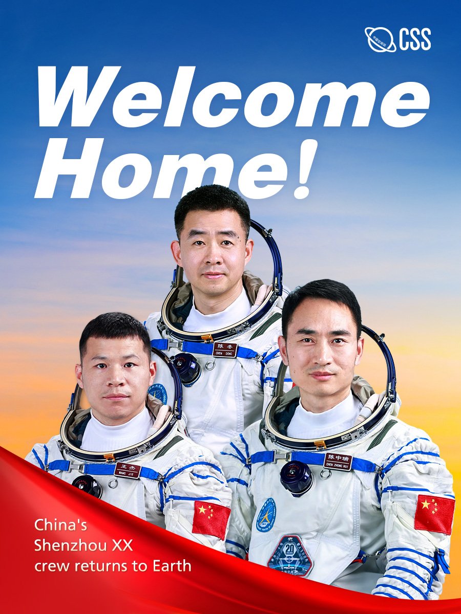 AmbXieFeng's tweet image. Welcome home, Shenzhou-20 crew!🎉🎉