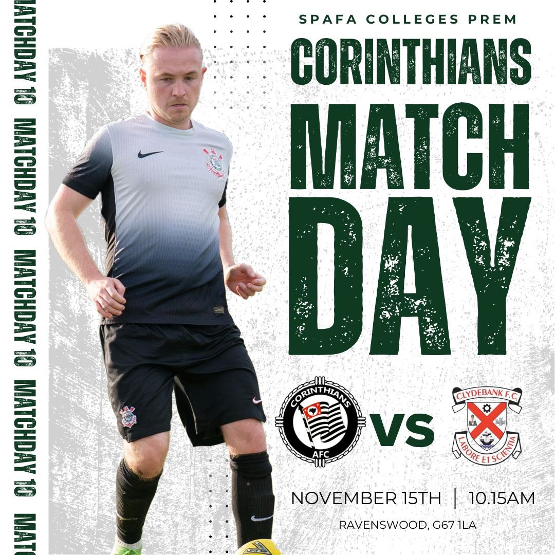 corinthiansafc_'s tweet image. The big @spafaofficial Colleges Premiership matches keep on coming!

Tomorrow we take on @ClydebankSMFC at Ravenswood..