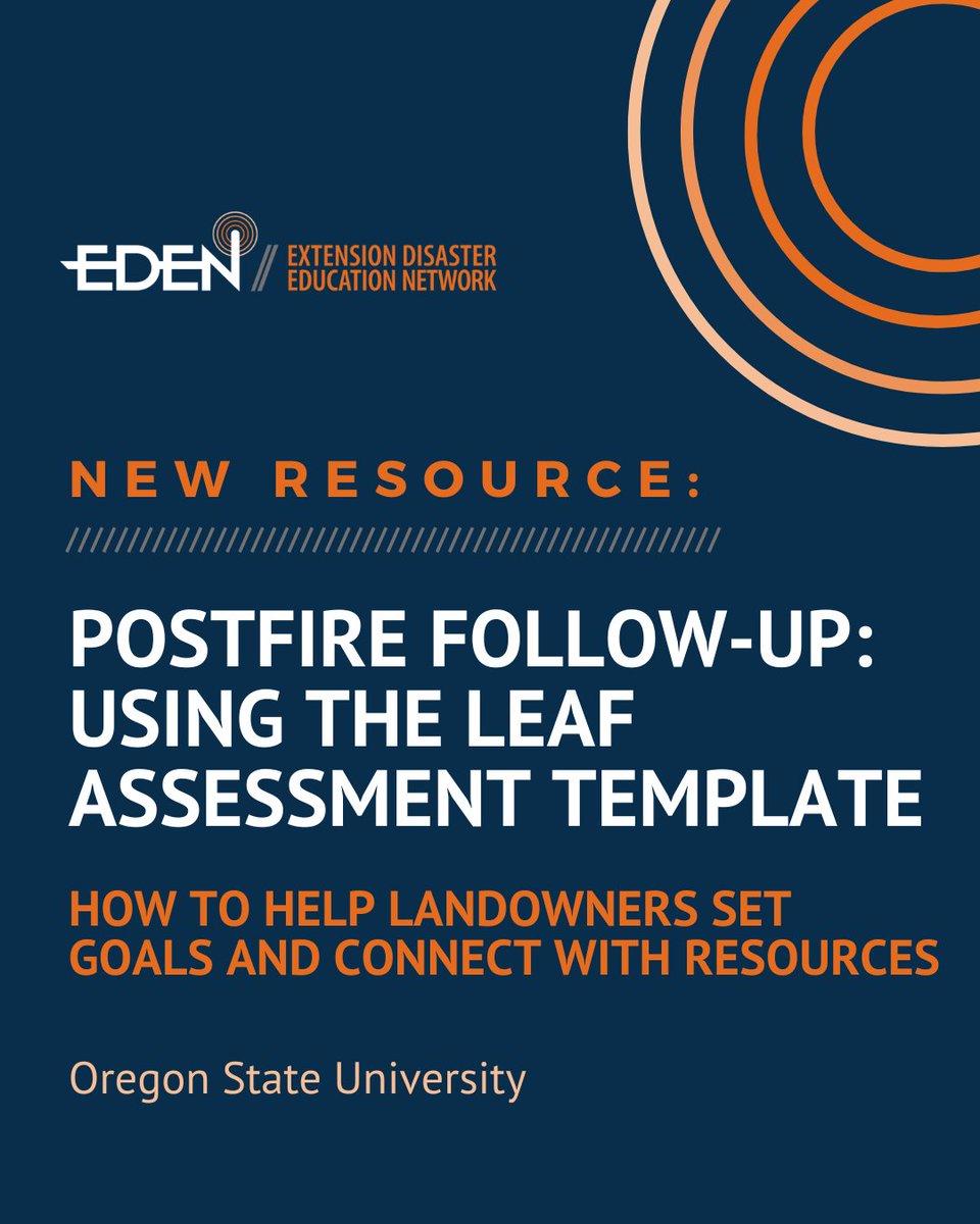 ExtDisasterEd's tweet image. 🌲 New from @OregonStateExt: Postfire Follow-Up: Using the LEAF Assessment Template

Learn how to help landowners set recovery goals &amp;amp; connect with resources after wildfire.

📂 bit.ly/4nz3APu