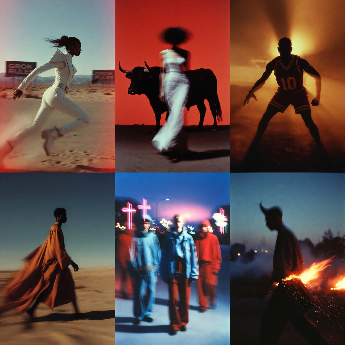 Six‑frame Grok collage