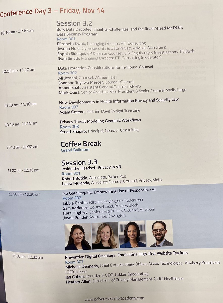 christinayiotis's tweet image. “#BulkData Decoded: #Insights, #Challenges &amp;amp; the Road Ahead for DOJ’s #DataSecurity Program” w/ @FTIConsulting Managing Directors Elizabeth Kwok/Ryan Smyth 
@akin_gump Advisor Joseph Hold @TDBank_US VP/Sr. Counsel Sophia Siddiqui @privsecacademy @TeachPrivacy #DSP #PersonalData