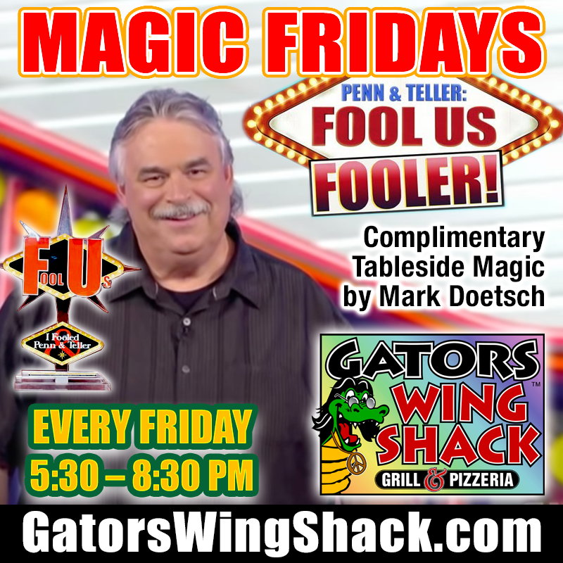 GATORSWINGSHACK's tweet image. MAGIC FRIDAYS!
Complimentary Tableside Magic by Penn &amp;amp; Teller's Fooler Mark Doetsch.
Every Friday from 5:30 to 8:30 PM.
...come on out and join us and bring the family!
.
.
.
#chickenwing #spicywings #palatineillinois #NorthwestSuburbs #magicfriday✨ #magicfridays