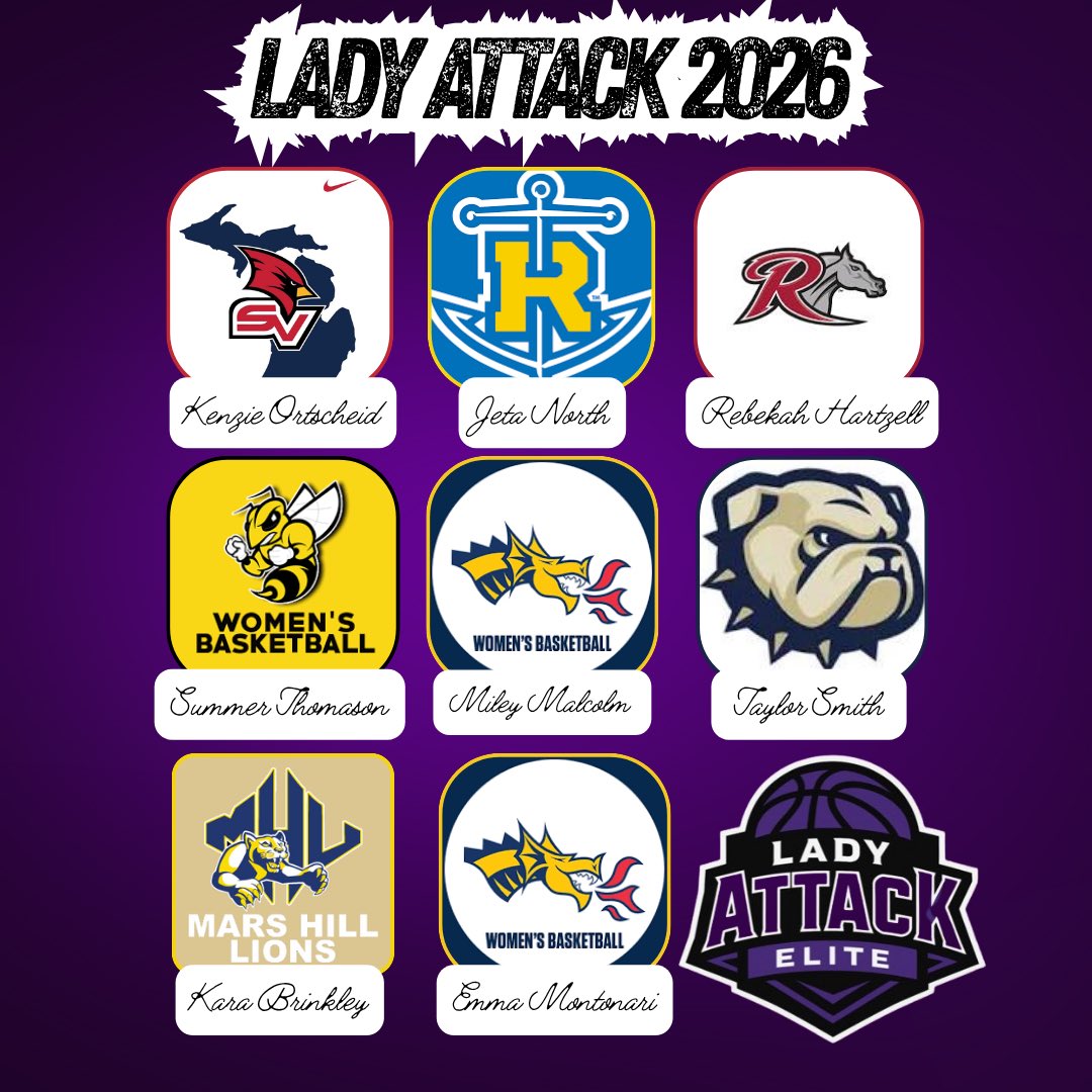 How about a 100% success story! ALL 8 of our 2026 ballers are moving on to the collegiate hardwood! 
Congratulations ladies!
🏆🏀💯🔥🎉
<a href="/MileyMalcolm/">Miley Malcolm</a> 
<a href="/KenzieOrtscheid/">MacKenzie Ortscheid</a> 
<a href="/Jetanorth26/">Jeta North</a> 
<a href="/Bekah_Hartzell/">Rebekah Hartzell</a> 
<a href="/SummerThomason_/">Summer Thomason</a> 
<a href="/karabrinkley3/">Kara Brinkley</a> 
<a href="/taysmith2008/">Taylor Smith</a> 
<a href="/montanari_emma/">Emma Montanari</a>