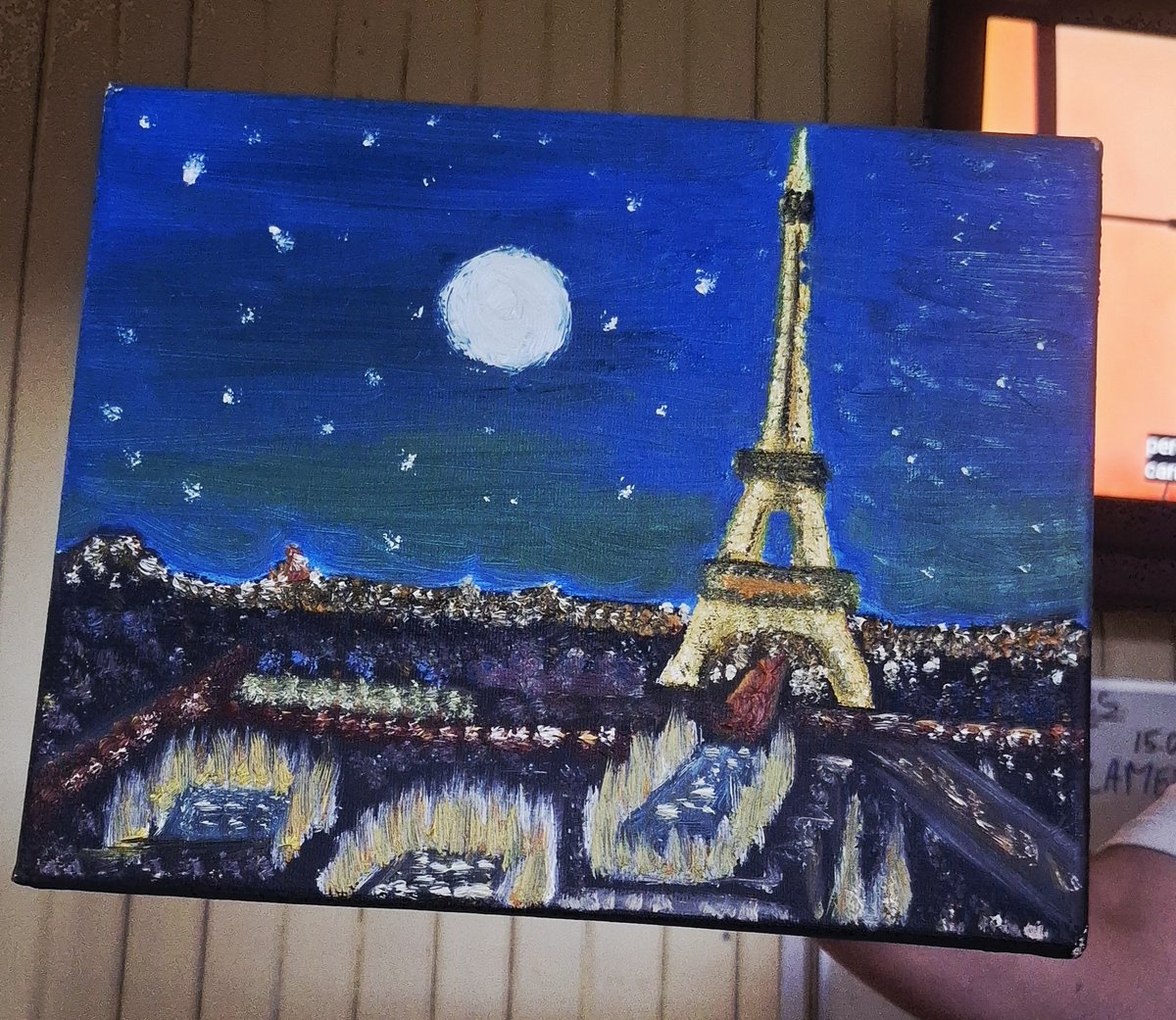 Gente remato este cuadrito pintado por mí hace un par de años con la boca...