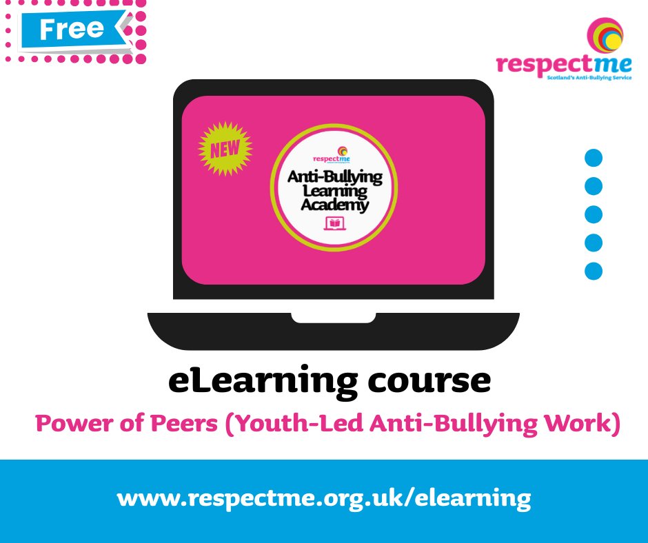 ‼️NEW

Our latest Anti-Bullying Learning Academy eLearning course has landed in time for #AntiBullyingWeek

'Power of Peers' builds the confidence and skills of teachers and youth workers to guide young people towards becoming Anti-Bullying Activists 

➡️respectme.org.uk/elearning/