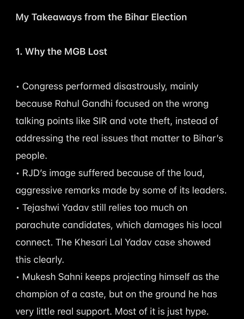 grv_here's tweet photo. My takeaway from Bihar election. https://t.co/PSagZ7XYCZ