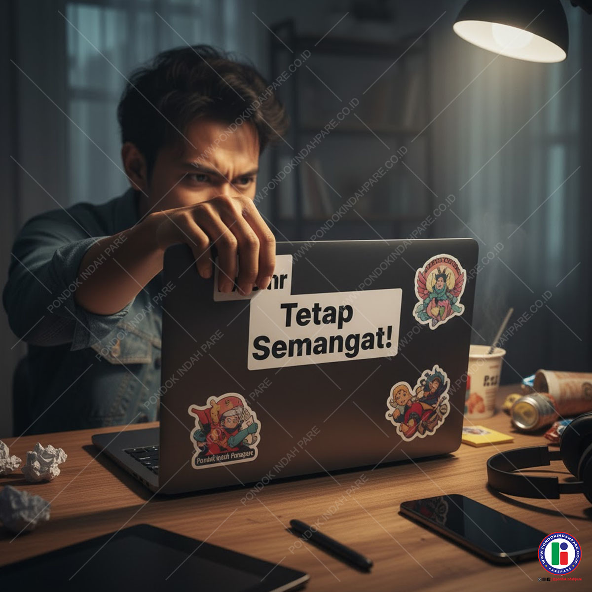 pondokindahpare's tweet image. “Stiker vs Realita”

Aku cetak stiker tulisan:
 “Tetap Semangat!”

Tempel di laptop.
Tiap pagi aku lihat, dan stikernya selalu terlihat kokoh.

Sementara aku?
Aku yang goyah 😩

Fix… stiker lebih kuat dari perasaanku 💀😂

#cetaksticker #pondokindahparepare #ke_poin_aja #sticker