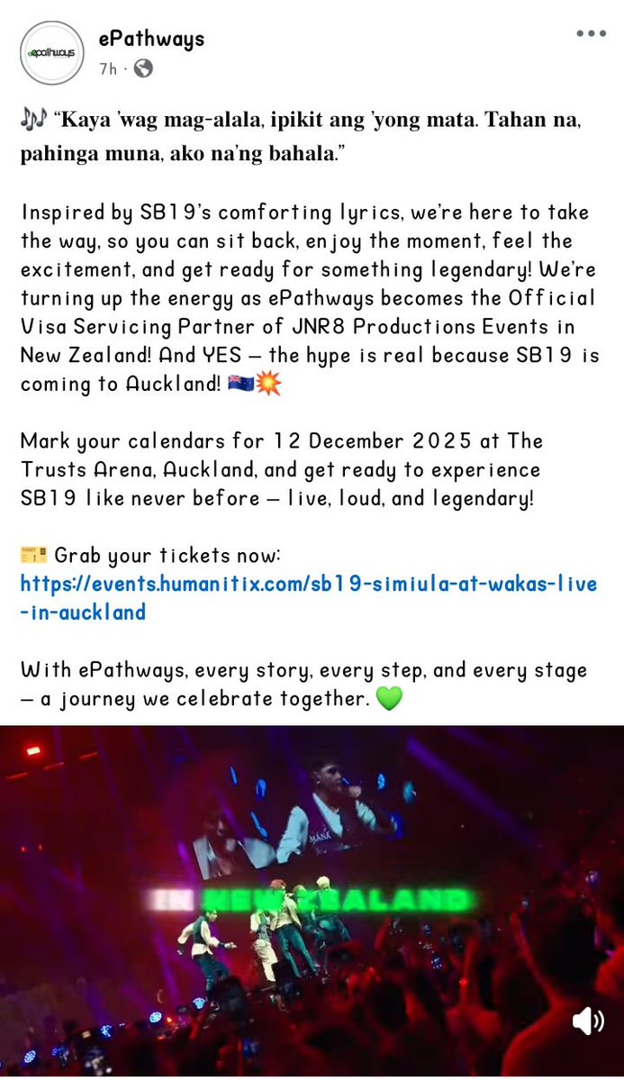 sheislitoldc's tweet image. Yay! Posted na yung promotional video ng ePathways for “Simula at Wakas: New Zealand” na inedit ng kapitbahay namin 🥹 Pina approve pa talaga sakin kung okay na yung video 😍

🔗facebook.com/share/v/1Bj2fP…

@SB19Official #SB19