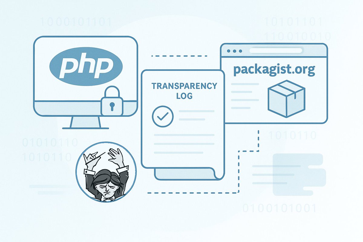 packagist's tweet image. After Composer 2.9 CLI security improvements, we&apos;re working on a transparency log for Packagist.org to strengthen PHP supply chain security, funded by the @sovtechagency with help of the @ThePHPF and Private Packagist. #php #phpc #composerphp