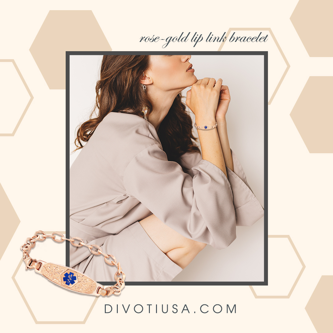 Divoti's tweet image. Elegance meets peace of mind. Our rose-gold medical ID bracelet is beautifully discreet, offering vital protection with a design you'll love.
Discover sophisticated safety: divotiusa.com/rose-gold-tone…
#MedicalID #StyleAndSafety #DivotiUSA