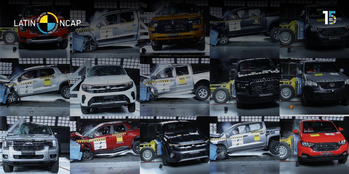 Vehículos cada vez más seguros para flotas

🛻 #LatinNCAP ha evaluado entre 2020 y 2025 siete modelos de camionetas pick up vendidas en la región: Mitsubishi L200/Triton, Ford Nueva Ranger, Volkswagen Amarok,  Great Wall Motors Wingle 5, Chevrolet Montana y Fiat Strada, y su