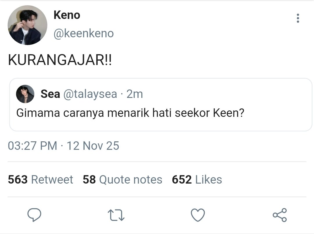 serenadess_'s tweet photo. #SeaKeen  AU

            "Liora"

Keen gak pernah nyangka kalau Sea akan jadi manusia nomor satu yang selalu berusaha menguji kesabarannya.

"Gak pernah ya lo masuk ke bingo list hidup gua" - Keen https://t.co/PAQeqYRczg