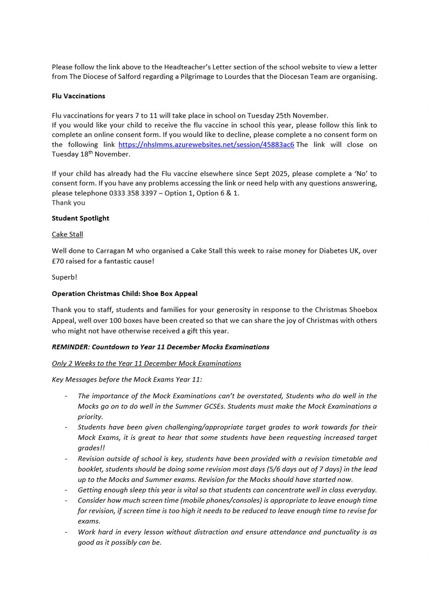 Headteacher's Letter Part 1