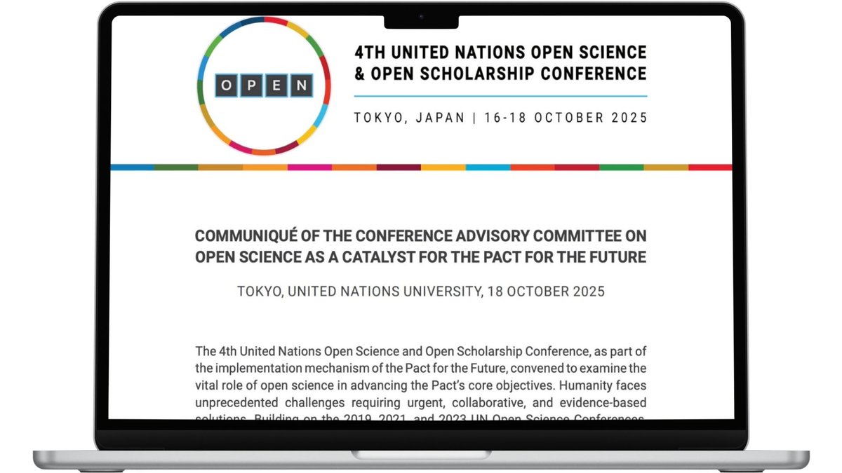 UNLibrary's tweet image. [NOW AVAILABLE] 
Read the &quot;Advisory Committee Communiqué&quot; from the 4th UN Open Science &amp;amp; Open Scholarship Conference!

This document represents consensus from global experts and directly informs the implementation of the #PactForTheFuture. 

Heartfelt thanks to our Advisory…