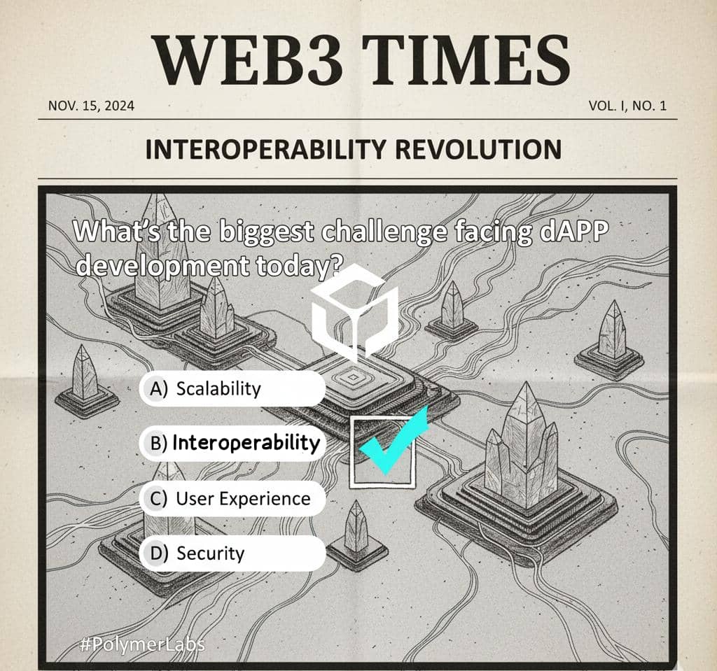 benalpha919's tweet image. What&apos;s the biggest challenge facing dApp development today?
A) Scalability
B) Interoperability
C) User Experience
D) Security
Polymer Labs is making huge strides in B. #PolymerLabs #dAppDevelopment #Ethereum