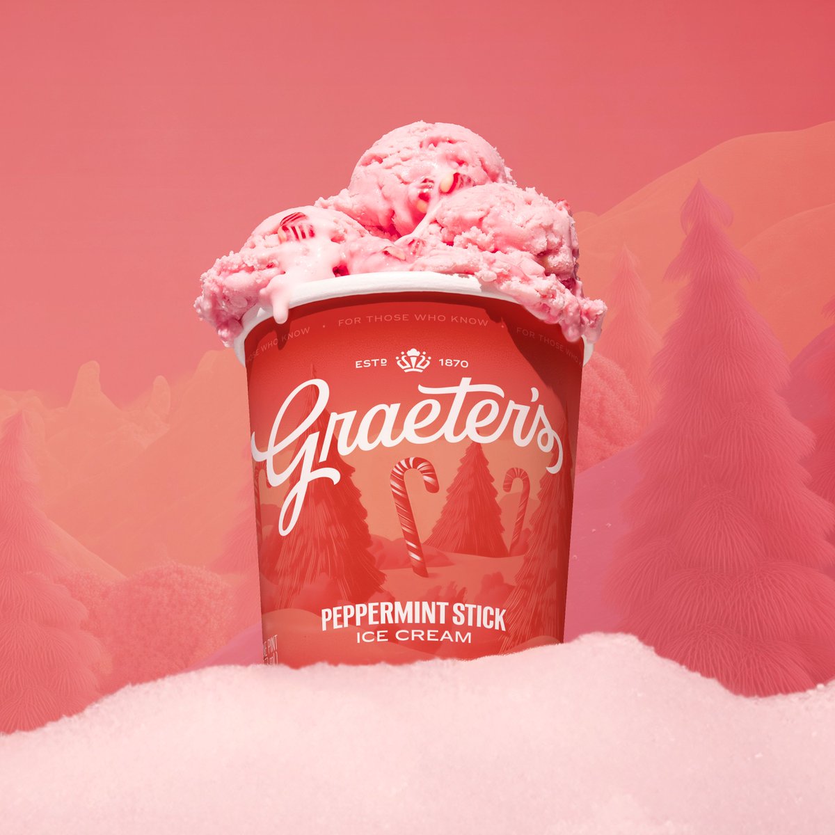 graeters's tweet image. ❄️ It&apos;s timeeeeee! ❄️

Our holiday classic, Peppermint Stick ice cream has made its return!

Available now in all Graeter&apos;s scoop shops, and online for nationwide shipping.