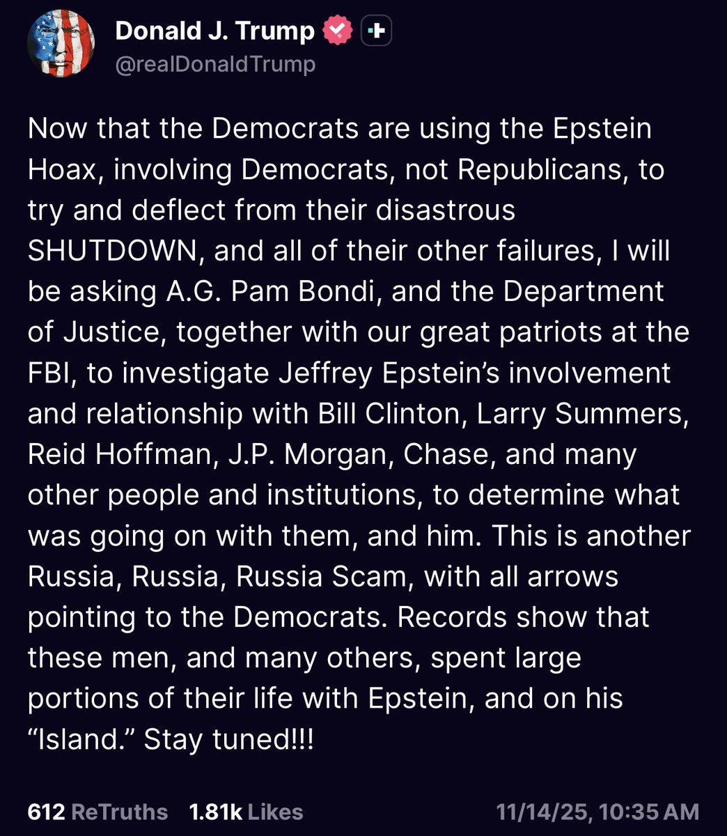 Trump is melting down on Truth Social this morning over Epstein.