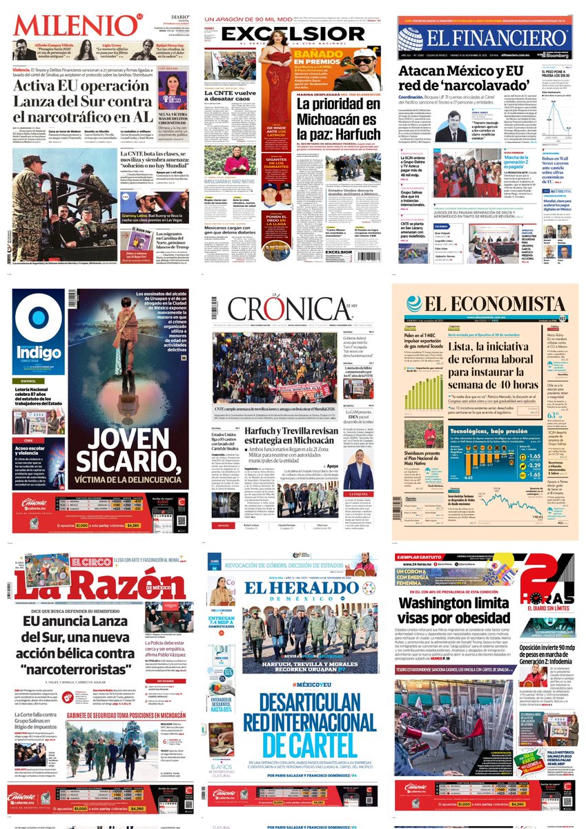 castroclemente's tweet image. Las #PrimerasPlanas 
#EnPortada 
- El &quot;Tío Richie&quot; debe pagar
- CNTE: regresa el caos y la violencia 

Hay #monos con el hacha dando 

EsTT: Salinas Pliego y SCJN; Día Mundial de la Diabetes Manola y Buen Fin 

#Portadas
#TromoposyPirinolas
#FelizViernesATodos