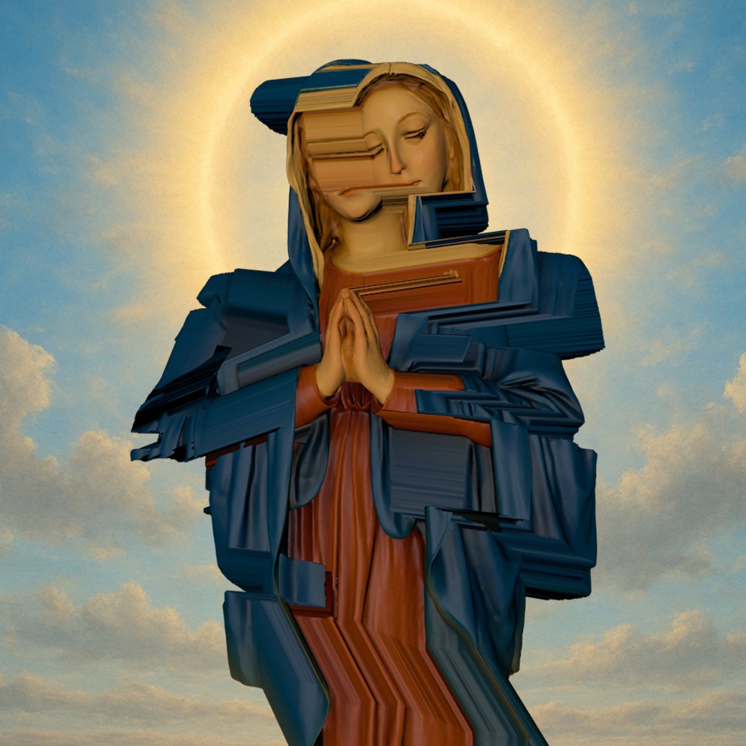 hi fam,  new 1/1 in <a href="/objktcom/">objkt</a> 

Halo Disrupted

The glitch becomes a symbol of technological fragility, transforming the sacred into a vulnerable digital relic.

objkt.com/tokens/open_ob…