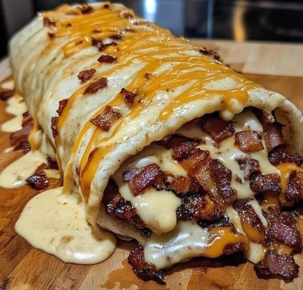 chefsevenn's tweet image. What’s your first thought when you see this Bacon Cheeseburger Burrito?