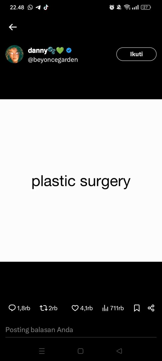 Gue jadi milyuner trus bisa operasi plastik kah?
Uwuwuw amin yes 🥰