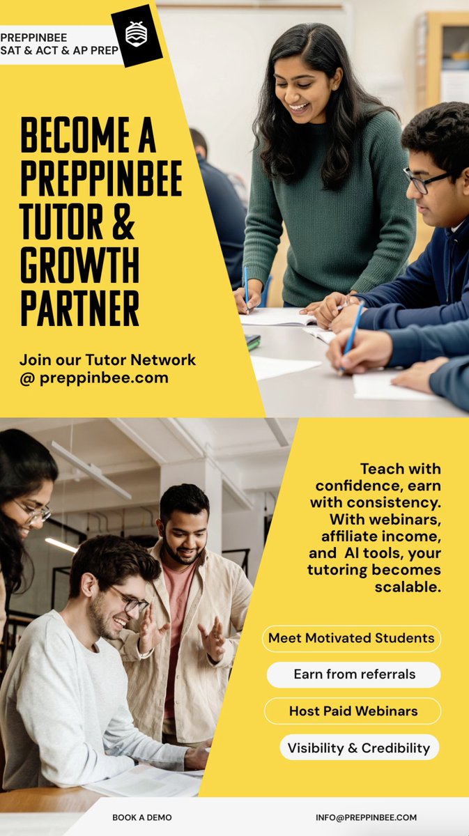 preppinbee's tweet photo. Tutors: Preppinbee gives your students SAT/ACT questions, college listings, study plans &amp; tutorials — and gives you tools to track tasks, assign homework, host webinars, and earn affiliate income.
Grow your tutoring business 👉 https://t.co/roIlsIWvl3
#SATTutors #ACTTutors # https://t.co/zT0mxSsvFu