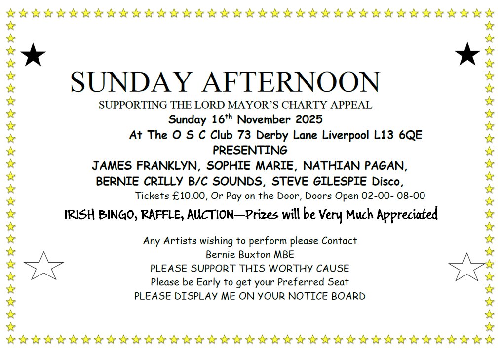 Please join us to raise funds for my charity and beneficiaries on Sunday. It will be a great event.
Many thanks to Bernie Buxton, what a prime mover!
Thanks also to Julie and Kevin Roach for all their help xx
<a href="/LivLitCycle/">LivLitCycle</a> <a href="/LEGCT2022/">Liverpool Education Grants Charitable Trust</a> <a href="/lpool_poetry/">Liverpool Poetry Space</a> <a href="/LivYouthService/">LiverpoolYouth&Play</a> <a href="/natyouthagency/">NYA</a>