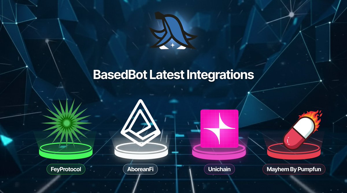 BasedTradingBot's tweet image. BasedBot keeps expanding! 🔥

We now support:
• @FeyProtocol (@Base)
• @AboreanFi (@AbstractChain)
• @Unichain
• Mayhem (@Pumpfun)

Trade everything, everywhere, in one place.

Try here: t.me/based_eth_bot?…
