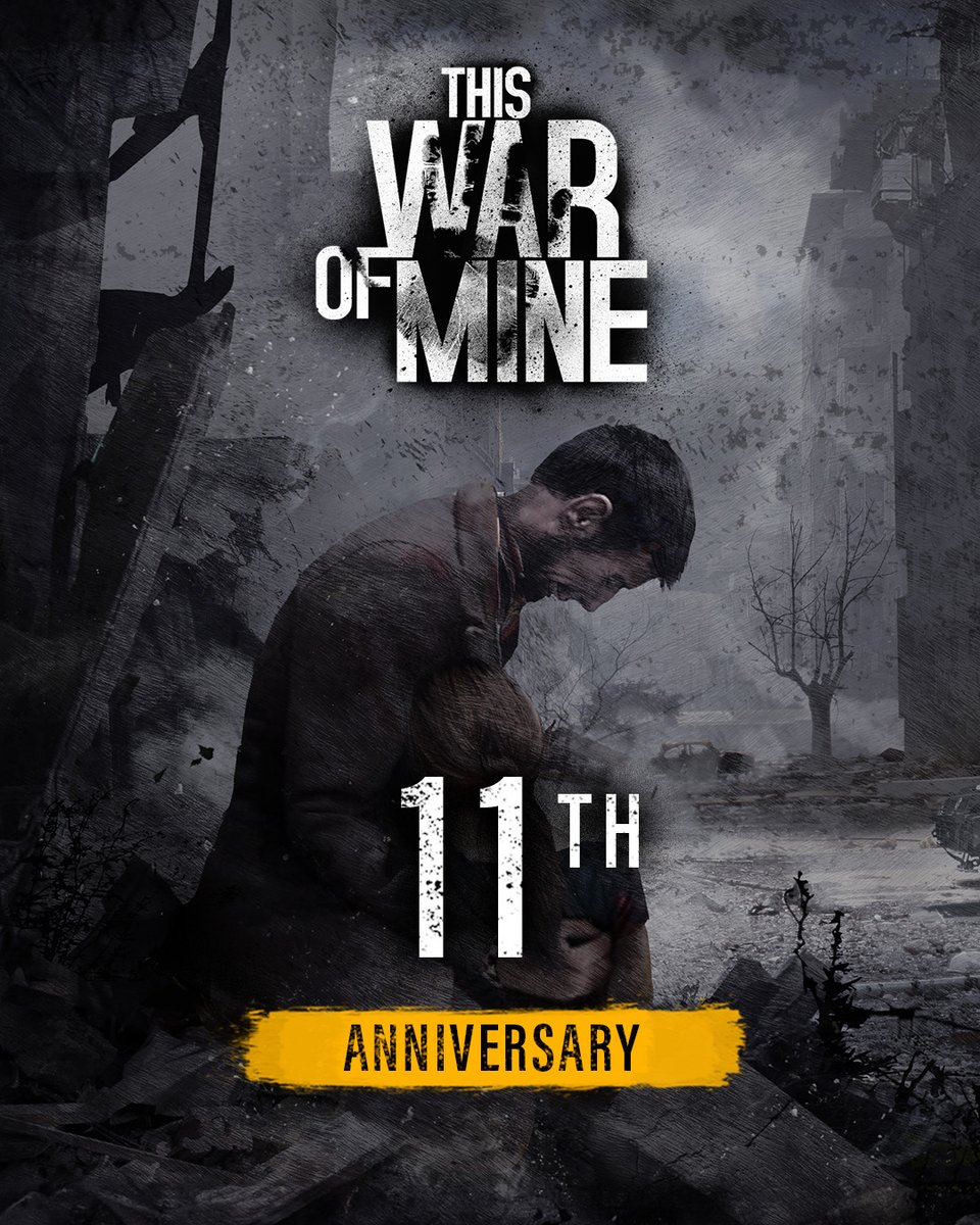 11bitstudios's tweet photo. Today marks the 11th anniversary of #ThisWarofMine - a game we created to shed light on the devastating realities of war.

It means the world to us that it continues to move and inspire you after all these years. Thank you for your support! https://t.co/5OjFogqqLX
