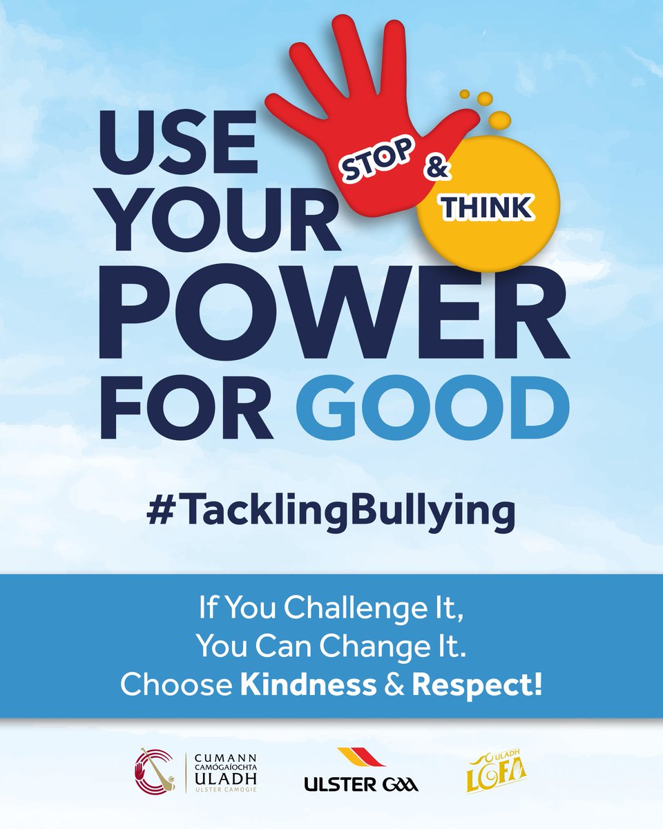 UlsterGAA's tweet image. Throughout this #AntiBullyingWeek, Ulster GAA, @UlsterCamogie and @UlsterLadies encourage all members to use their #PowerforGood.

A 'whole club' approach ensures that our Gaelic Games and activities are promoted and played in a positive, fair and enjoyable manner.

Whereby