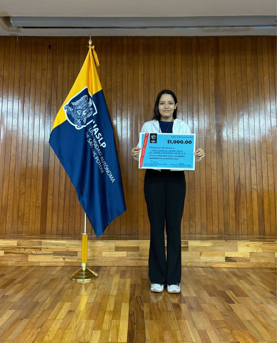 La #UASLPFCA Felicita a los ganadores del las y los mejores Financieros de la Facultad 2025
🥈Segundo lugar: María Guadalupe Reyes
¡Muchas felicidades!👏