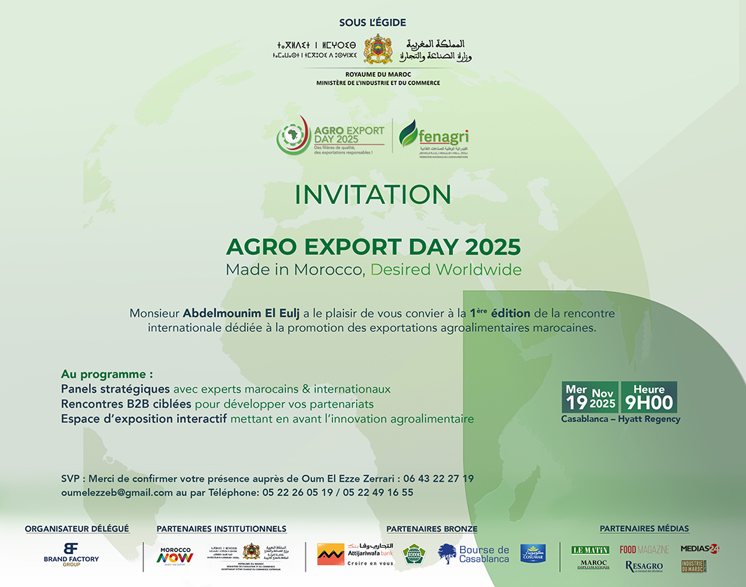 IdPrestige's tweet image. 1ère édition de la Rencontre internationale sur les exportations agroalimentaires marocaines
#premièreédition #rencontreinternationale #exportationsagroalimentaires #maroc #agroexportday2025 #hayattregencycasablanca
Lire plus sur :
idprestige.ma/1ere-edition-d…