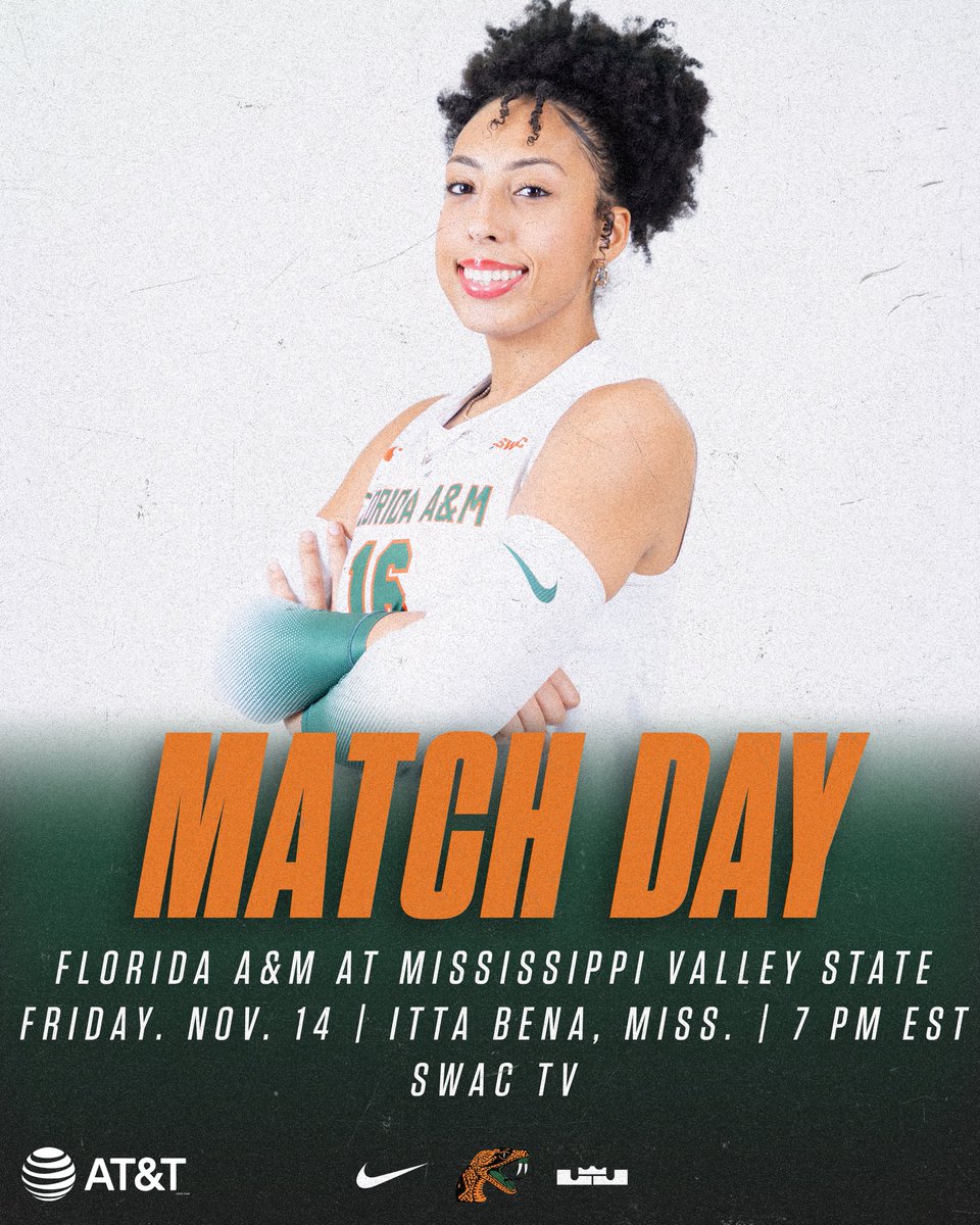FAMU_VB's tweet image. 🔥 MATCH DAY! 🔥

Your Rattlers are back in action as Florida A&amp;amp;M hits the road to take on Mississippi Valley State!

🗓 Friday, Nov. 14
📍 Itta Bena, Miss.
⏰ 7 PM EST
📺 SWAC TV

#FAMU | #Rattlers | #FangsUp 🐍