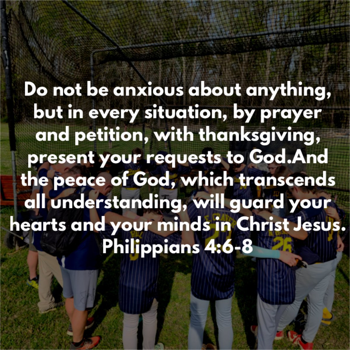 God’s peace is not simply calm feelings; it is strength of mind and steadiness of heart. When we approach each day with prayerful gratitude and disciplined thinking, we compete on and off the field with clarity, unity, and confidence.<a href="/MarkJones58/">Mark Jones</a> <a href="/SteveRidenhour/">Steve Ridenhour</a> <a href="/Mhanna_95/">michael hanna</a>