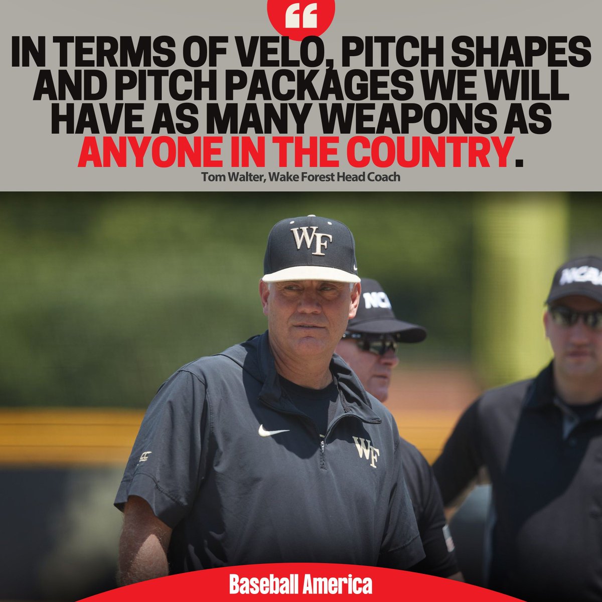 BaseballAmerica's tweet image. Wake Forest has garnered a reputation as one of the nation’s premier programs for pitchers.

After ranking fifth in the ACC last year in ERA, @Wakebaseball is confident they can return to nationally-ranked dominance on the mound.

More details in our fall ball intel:…