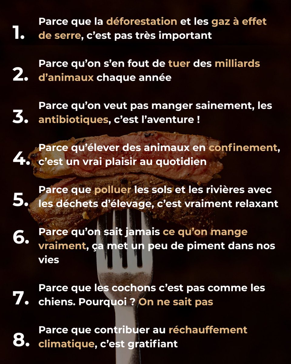 asso_FUTUR's tweet photo. Des milliards d’animaux souffrent, la planète se meurt, mais tant que le steak est bon… 🤡🤡🤡

#viande #sarcasme #ironie #steak #barbecue #govegan https://t.co/jqAkRVwGLy