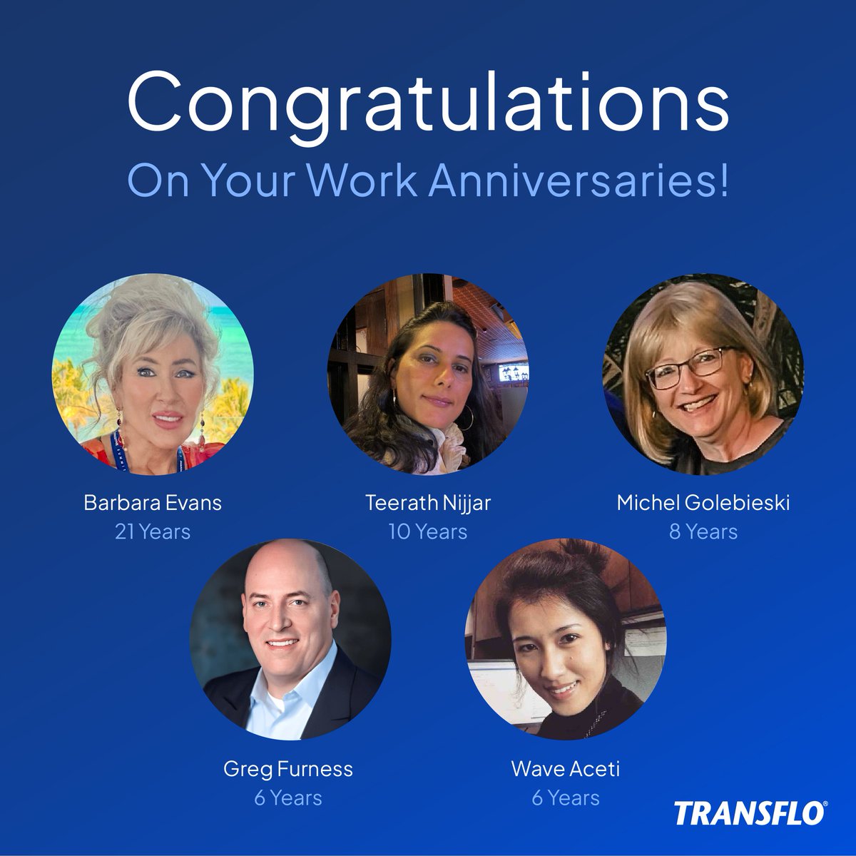 PegasusTRANSFLO's tweet image. This month, we’re thankful to spend another year with these teammates. Thank you for your years of hard work, dedication, and commitment to our customers. 

#TeamTransflo #Trucking #FreightTech #Logistics